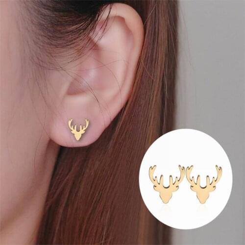 Fashion Antler Earrings Mini Cute Deer Head Animal Female Earrings
