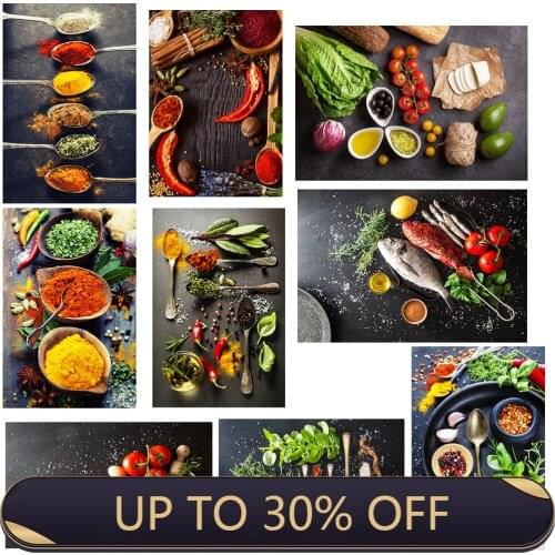 Nordic Home Decoration Canvas Painting Grains Spices Spoon Peppers Kitchen Posters Prints Wall Art Modern Food Modular Picture