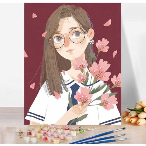 40x50cm Frameless Painting By NumbersYoung girl painting By Numbers Home Decoration DIY Style
