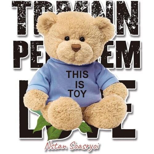 Bear Toy Patches for clothing Washable DIY Appliques Stickers on Clothes Heat Transfer printing Letter Stickers