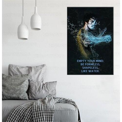 Bruce Lee Motivational Poster Wall Art (Water) canvas art Prints Wall Art For Living Room Bedroom Decor frame
