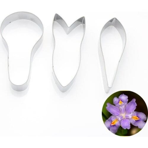 Stainless Steel British Sugar Cut Mold New Iris Flower Petals 3 Pieces of Fondant Cakes Molds Decorated Soft Clay Tools DIY