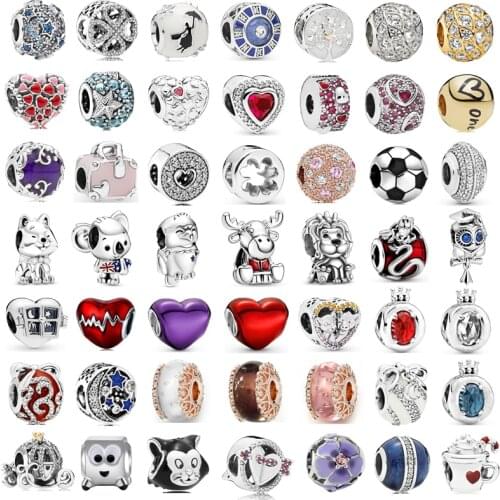 New fashion charm original large hole glass beads purple love beading suitable for original Pandora ladies bracelet jewelry