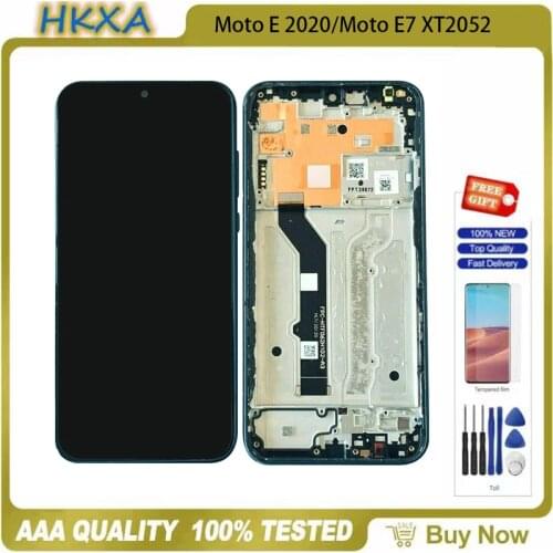 Original For Motorola Moto E 2020/Moto E7 XT2052 Black 100% Tested LCD Display Touch Screen Digitizer Assembly + Frame Tools