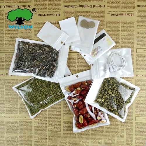 Open 6-10 cm) Clear+White pearly BOPP Electronic Pack Zip Lock For Cable Electronic Accessories Retail White one Clear Bag