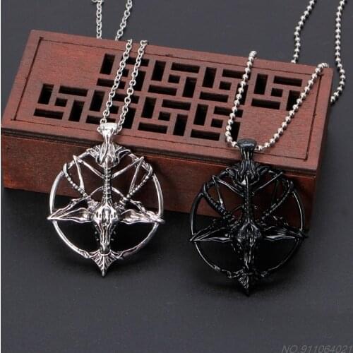Pentagram Sabbatic Goat Head Pendant Necklaces Baphomet LaVeyan LaVey Satainism For Men Women Unisex D08 20 Dropshipping
