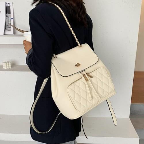 Embroidered Simple Women Backpack 2020 Summer Fashion Female School Backpacks for Teenage Girls New Trendy Chain Shoulder Bags