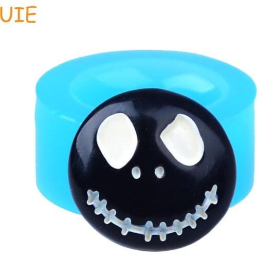 PYL405U 21.7mm Halloween Round Skull Head Silicone Mold - Sugarcraft, Fondant, Jewelry DIY, Gum Paste, Resin Polymer Clay Mold