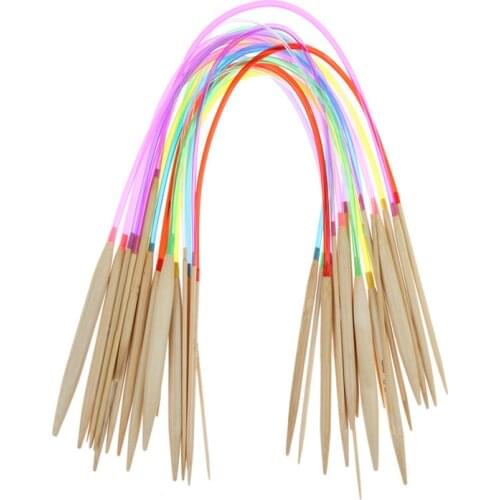 Multi-color 18 pairs 32" 80cm Tube Carbonized Circular Bamboo Carbonized Knitting Needles Crafts Yarn Smooth Nature Tool Sets