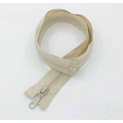2pcs 5#Beige(10/27.5inches) Detachable Resin Zipper Opening Automatic Ecological Locking Plastic Zipper For Sewing Suit