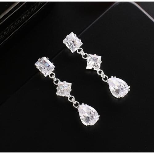 Marquise shiny Cubic Zirconia CZ Crystal Earrings for Women Wedding Bride or Bridesmaid Jewelry E744