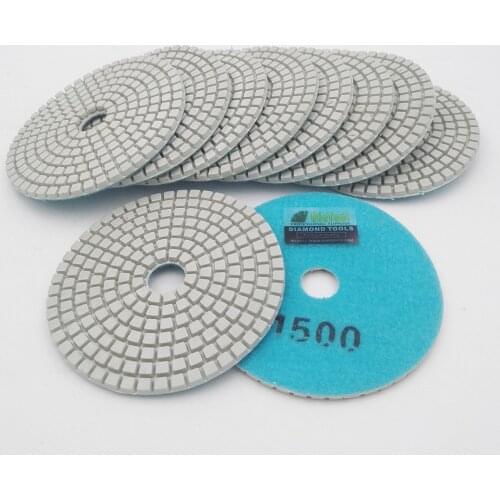 SHDIATOOL 10pcs 4"/100mm Grit 1500 Professional White Diamond Wet Polishing Pads Resin Bond Sanding Discs Stone Polishing Disc