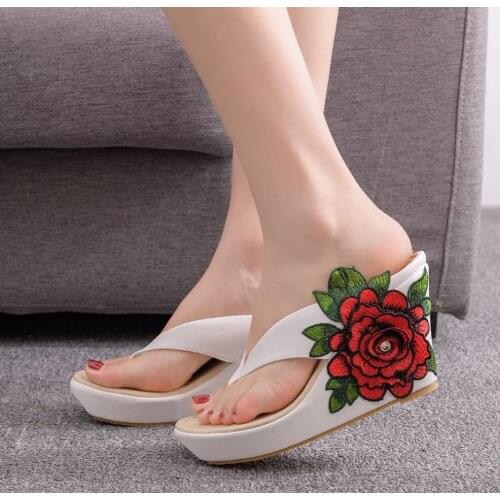 Woman Slippers Lady Home Slippers Casual Beach Flip Flops Sandals Women Sandals Summer Sexy High Heel Slippers 33-43