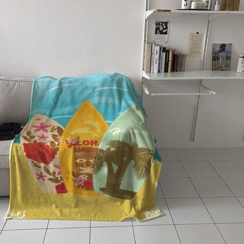 Modern Sofa Blankets Hawaii Surfboard Flower Totem Travel On The Plane Portable Flannel Warm Blanket Bedroom Bed Coverlet