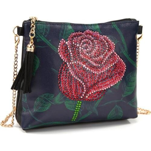DIY Special Shaped Diamond Painting Shoulder Bag Rose Diamond Embroidery Tassel Cross Stitch Girlfriend Gift Diamond Mosaic