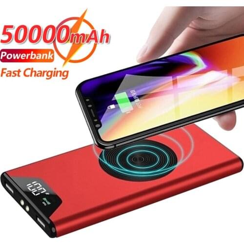 50000mAh Wireless PowerBank Fast Charging Portable External Battery Digital Display Phone Charger 2USB for Xiaomi Samsung Iphone