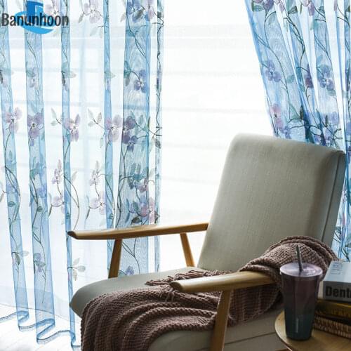 Office Cortina European Floral Window Tulle Curtians Living Room Embroidered Voile For Bedroom Sheer Luxury Treatments