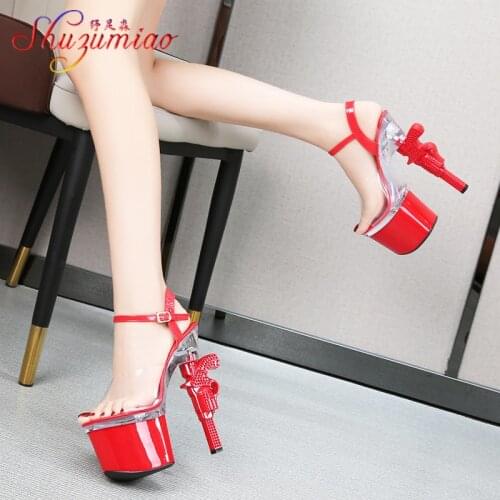 Pole Dance Shoes Super High Heels Woman Shoes Sexy Sandalia Transparent Clear Heels Platform 17cm Wedding Shoes Bride Big Size