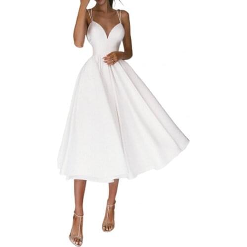 Elegant Formal Dress Women Deep V Neck Spaghetti Strap Off Shoulder Large Hem Women Midi Dress Banquet Wedding Party Vestidos