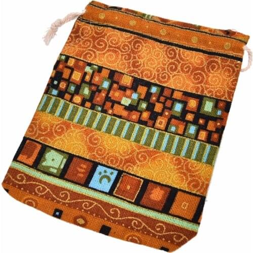 10Pcs Christmas Jewelry Pouches Cotton Jewelry Bags 10Pcs Ethnic Gift Bags Stripe Tribal Tribe Drawstring Bags 9.5*12cm