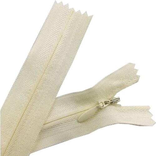 100pcs/lot 3# Invisible Zippers Cloth Nylon Coil Off White Pillow Bag Trousers Skirt 52CM Sewing Accessories Wholesale