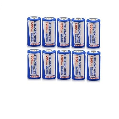 10x 1200mAh 16340 CR123A 3.7v Li-ion Rechargeable Battery