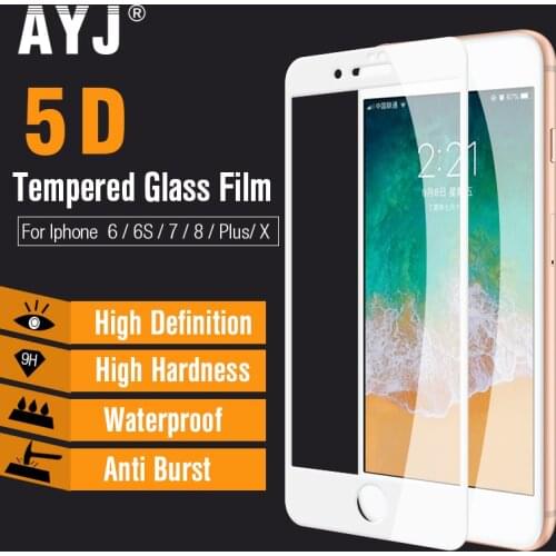 2pcs/lot AYJ 5D Tempered Glass Full Cover For iPhone X XR 11 Pro Xs Max 6 6s 7 8 plus Toughened Film scratch front film