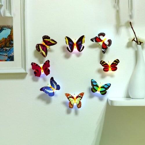 5pcs Butterfly Wall Stickers Color LED Night Light Children Room Wall Decor Glowing Wall Decals Home Decorative Lamp Stickers