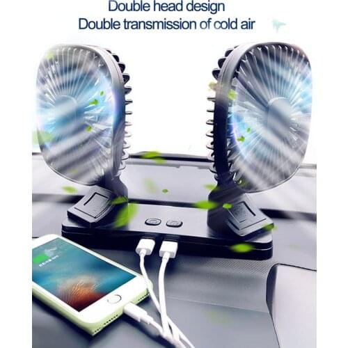 12V Dual-head Car Cooling Fan Two-Speed Auto Cooler Air Fan Adjustable USB Car Air Blower New Car Fan Accessories Dropshipping