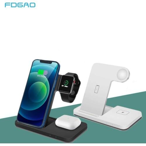 15W Wireless Charger for iPhone 12 11 8 Plus Xs Max XR Samsung S21 S20 S10 Xiaomi Mi 11 10 Qi Induction 3 in 1 Charging Station