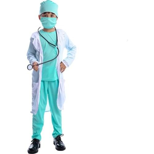 Hospital doctor children surgeon Dr uniform children career children halloween cosplay costume