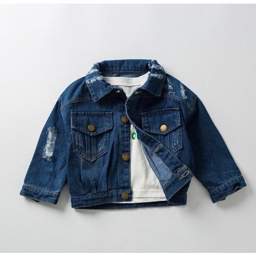 Baby Boys Denim Coats Fashion Ripped Jeans Jackets for Girl Toddler Denim Jackets Infant Cowboy Hole Coat Free Drop Shipping