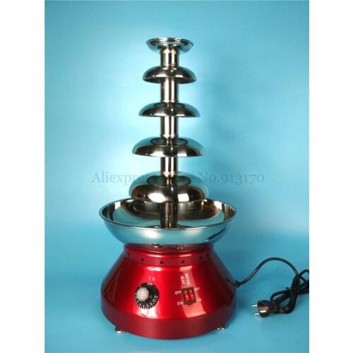 Commercial Electric 5-Tier Party Chocolate Fondue Fountain Bright Wine Red Color for Buffet Dinner,Cafe,Tea Shops