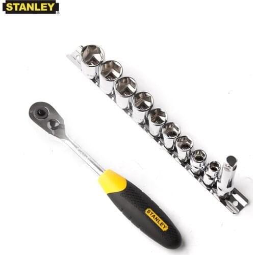Stanley 11pcs Professional Metric 3/8 Drive Socket Set Hand Tool Repair Car Tools Kits Ratchet Wrench Sets Socket Storage Rail