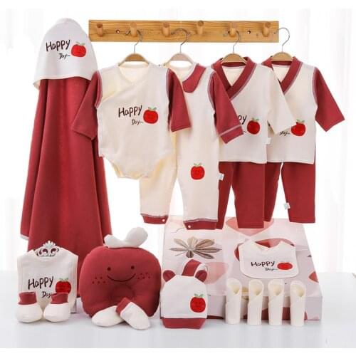 20 Pcs/set Girls Clothes Sets Jumpsuit Baby Boys Tops Pants Clothing Suits 0-3 Months Without Box Red Blue