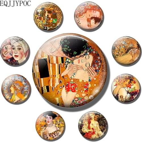 Gustav Klimt The Kiss fridge magnet Klimt glass Cabochon Art refrigerator magnets Romantic Gift Couple fridge sticker Home Decor