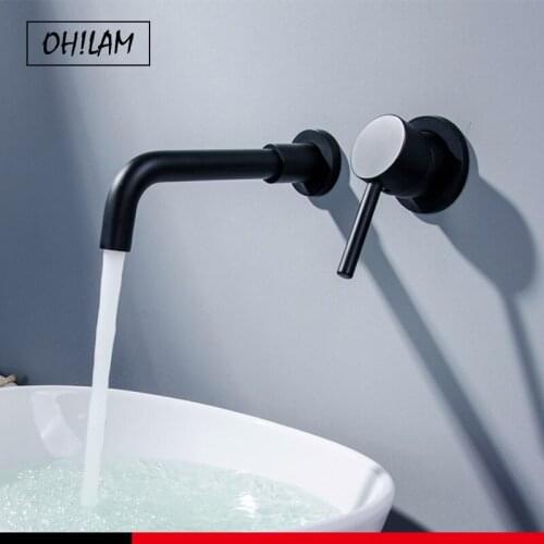 Matte Black Painting Wall Mounted Tap Bathroom Basin Sink Spout Faucet Solid Brass Hot&Cold Mixer Brush Gold Bathtub Mixer Taps