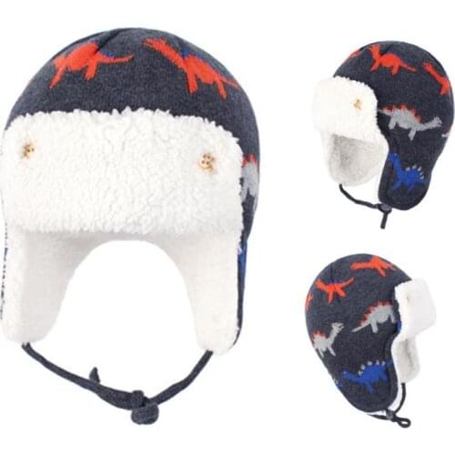 Cute Newborn Baby Winter Warm Hat Kids Children Boy Girls Soft Cotton Knitted Print Fleece Caps Birthday Chritmas Gift Head Wear