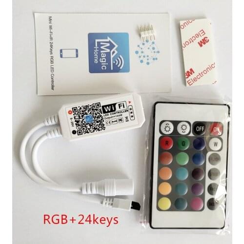 DC5-24V Mini WIFI RGB/RGBW Controller with 24key remote IOS/Android Mobile Phone wireless for LED Strip Sync Timmer Music