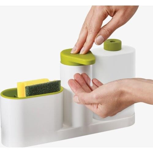 Multifunctional Soap Dispenser Pump with Sponge Caddy Organizer Scrubbers and Sink Stoppers