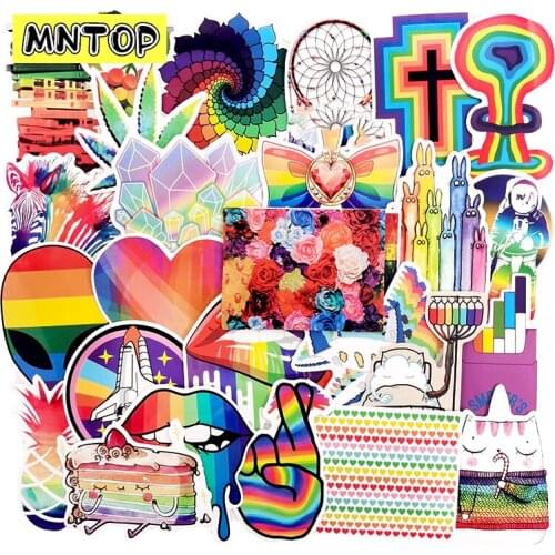 10/30/60pcs/pack Cartoon Colorful Rainbow Waterproof Stickers For TOY Luggage Scrapbook Skateboard Laptop Computer Motorcycle