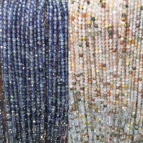 Natural Green Gold Faceted Beads 2mm 3mm Featured Faceted Small Size Beads Perlite Long Chain Necklace Bracelet Accessories