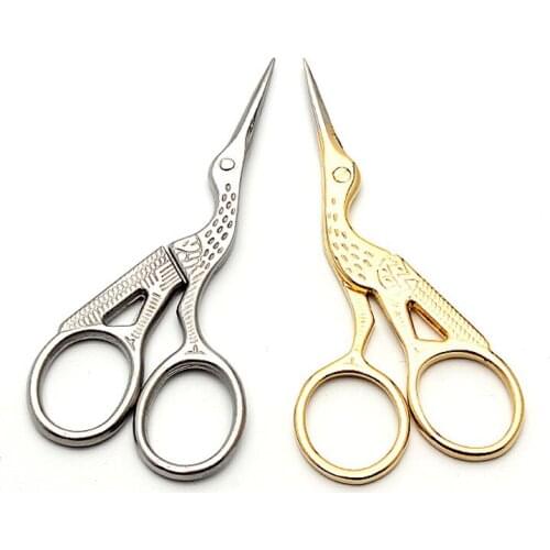 Stainless Steel Eyebrow Trimmer Scissors Eye Brow Shaver Knife Hair Removal Beauty Makeup Tools Crane Shape Stork Retro Scissor
