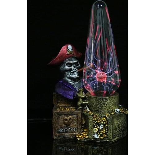 Novelty Ghost Pirates skull Magic Plasma Ball Light Horrible Pirate Shipwreck Electrostatic Ball Night Light Halloween Decor