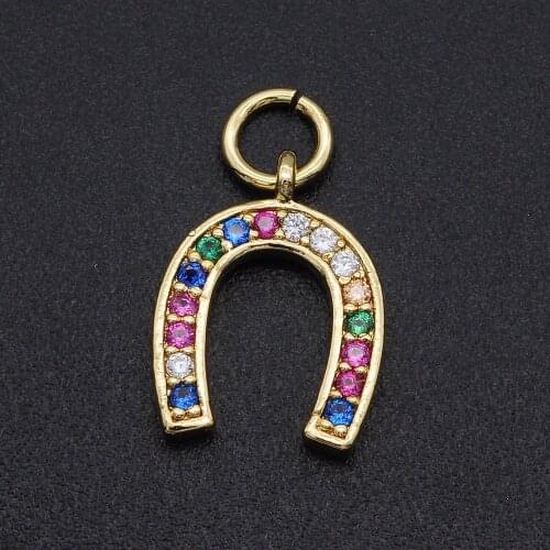 10x13mm 100% CZ Zircon DIY Jewelry Horseshoe Charm Pendant Wholesale Jewellery Accessories Necklace Making Charms