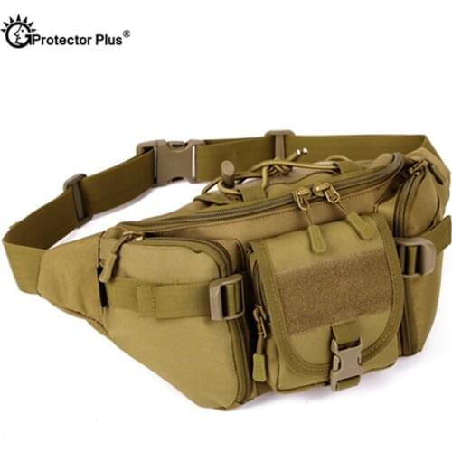 PROTECTOR PLUS Tactical Bag Military Style MOLLE System Camping bag Waterproof Camo Waist bag Outdoor Fishing Sports Cycling