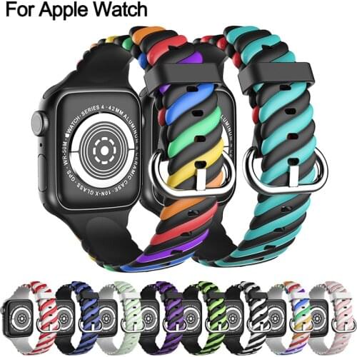 Cool Quality New Pattern Silicone Strap For Apple Watch 6 5 4 3 SE band For iWatch serie 38 42 mm 40mm 44mm smartwatch wristband