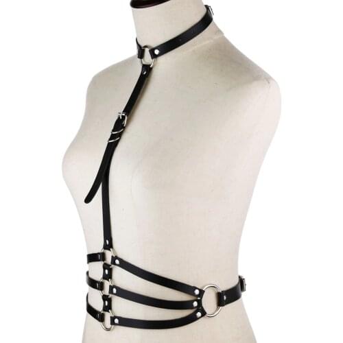 Sexy adultos Dancer Body Harness Women Lingerie Leather Chest Strap Gothic Garter Belt Erotic Lingerie BDSM Bandage Accessories