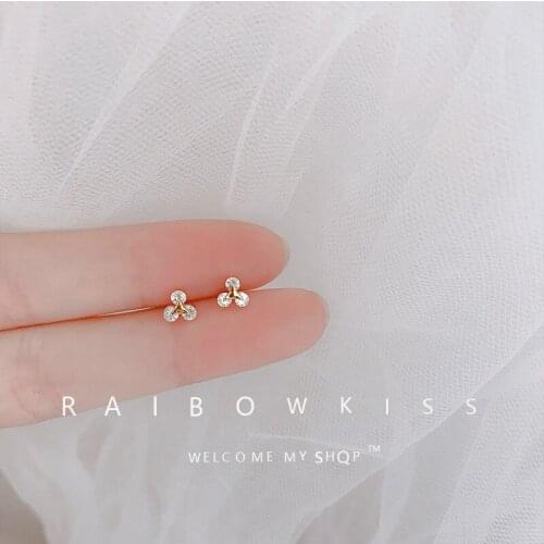 Triangle Circle Stud Earrings For Women New Simple Fashion Multi Layer Zircon Crystal Round Delicate Geometry Female Ear Jewelry