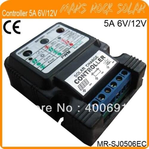 5A 6/12V PWM Solar Charge Controller for solar home system with LED display and MCU,artificially controlled